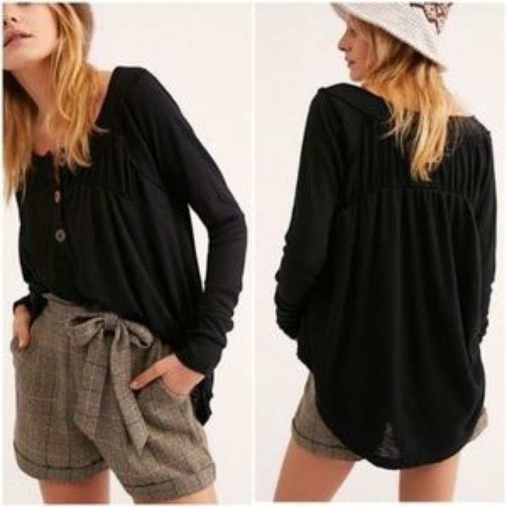 Free People Must Have Henley Thermal Top Medium bl